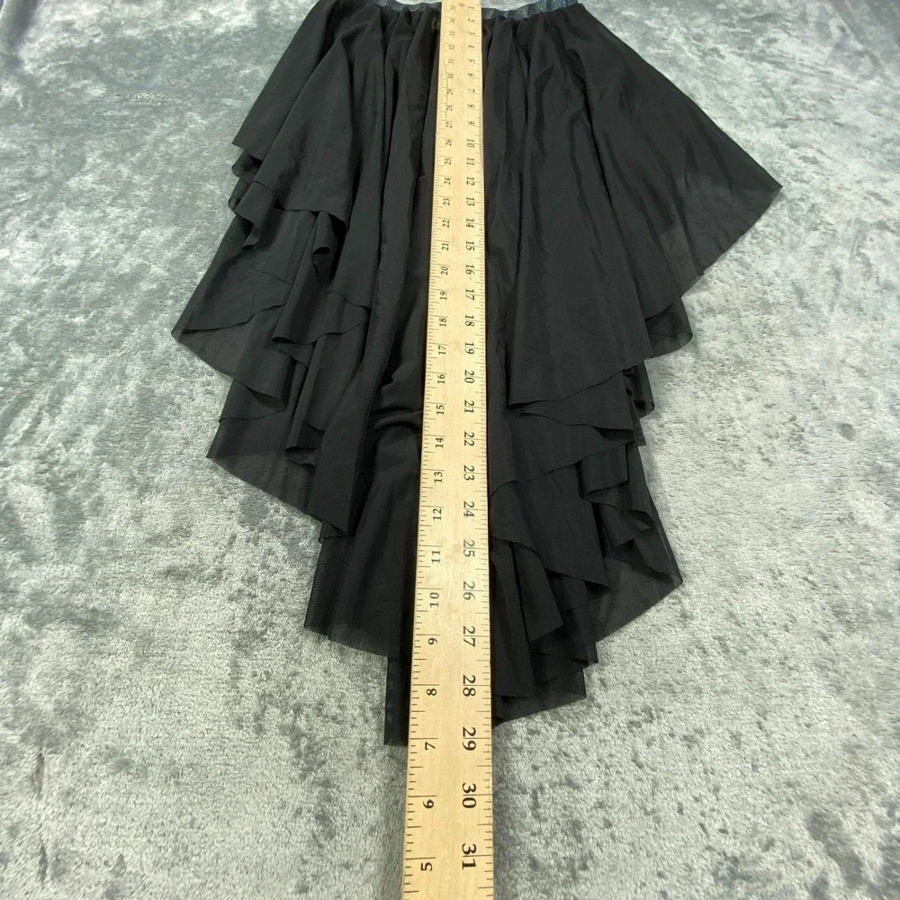 VTG Black Layered Tulle Skirt Small HiLo Gothic Balletcore Mesh Whimsical Fairy - Picture 6 of 7
